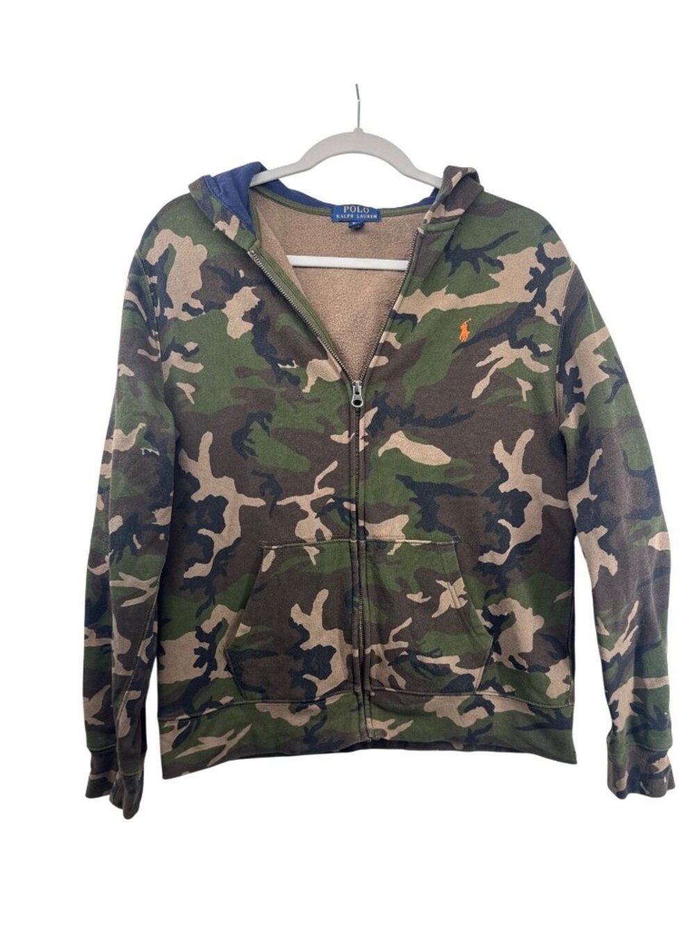 Polo Ralph Lauren Youth Hoodie Sz XL Green Camo Full-Zip Outdoorsy Athleisure